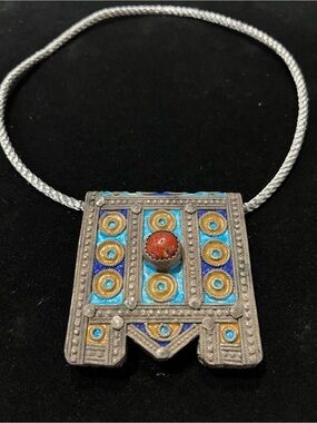Vintage/Antique Moroccan Berber "Hirz" amulet pendant Necklace in Frame